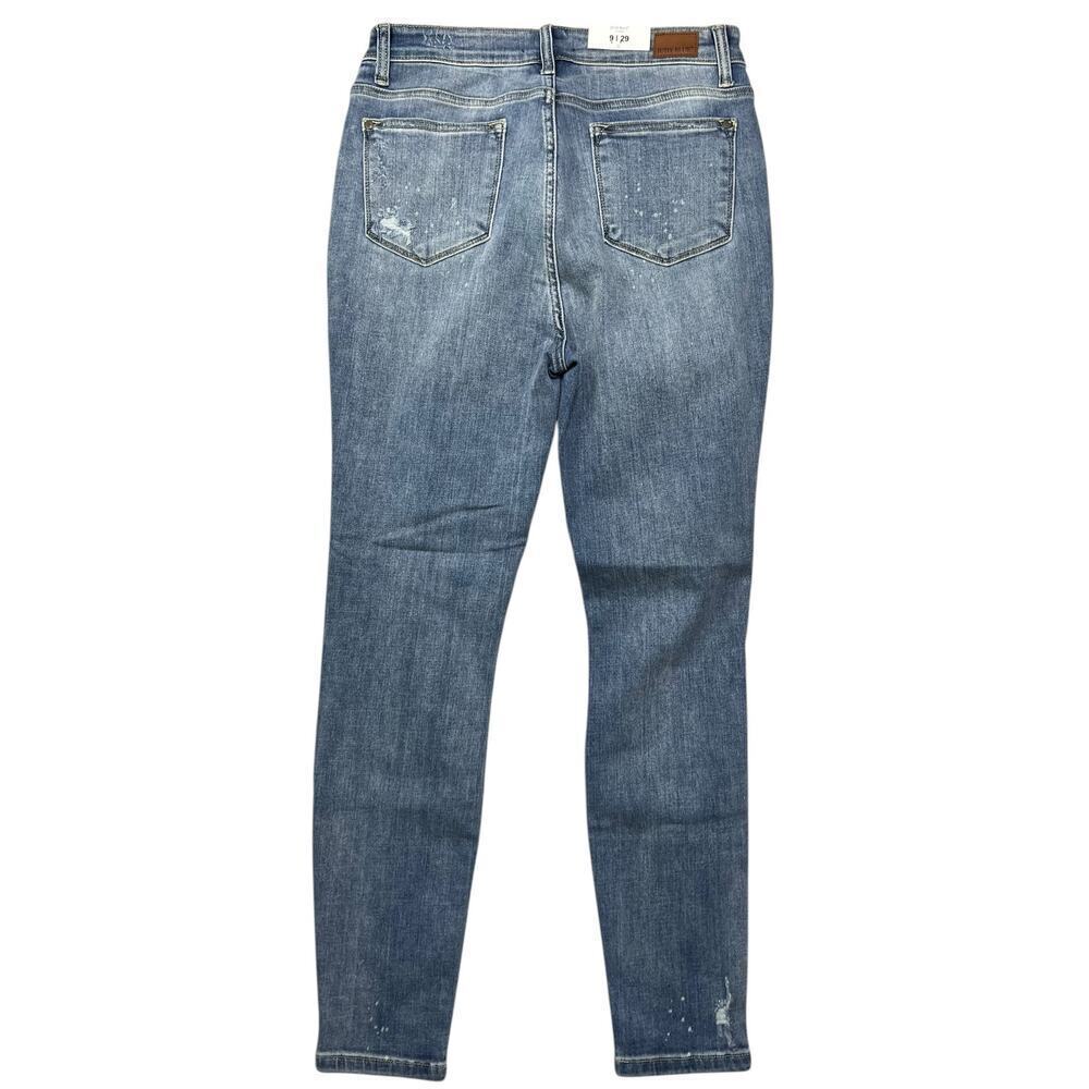 Judy Blue Hi-Rise Medium Wash Skinny Bleach Splash Destroyed Jeans (NWT)‎ - 9/29 - Picture 4 of 9